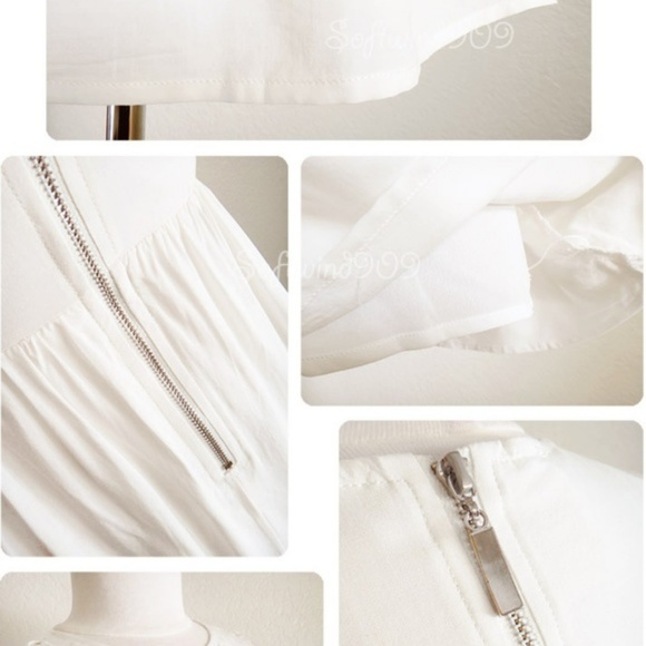 Ivory Cream Lotus Floral Embroidery Babydoll Dress - Picture 6 of 8